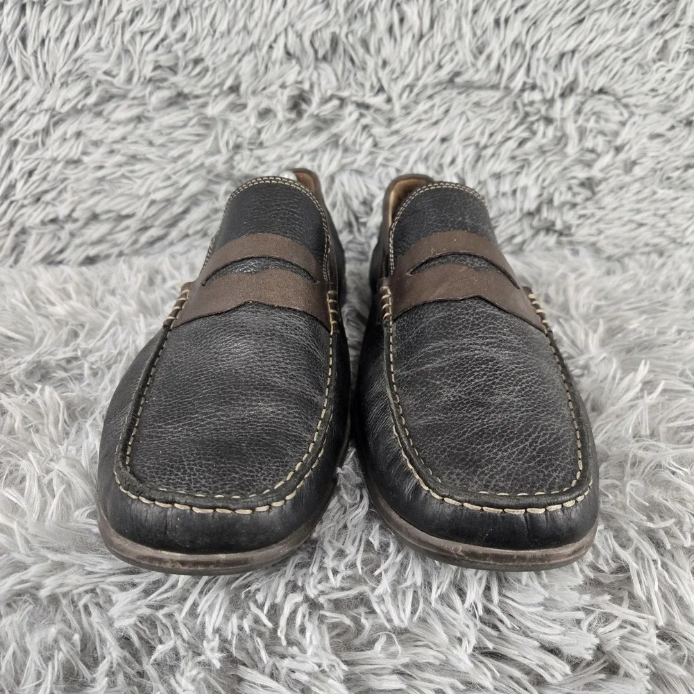 Florsheim Mens 13 Black Brown Leather Penny Loafer Driving Mocs‎ 13324